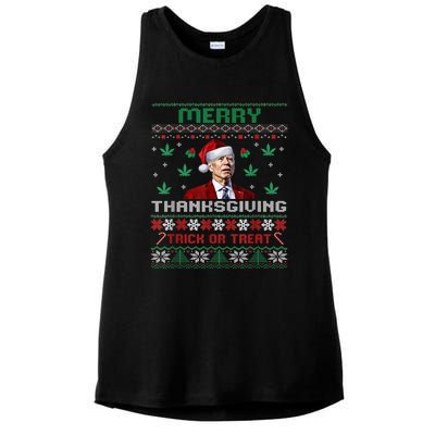 Merry Thanksgiving Funny Joe Biden Christmas Ugly Sweater Ladies PosiCharge Tri-Blend Wicking Tank