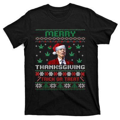 Merry Thanksgiving Funny Joe Biden Christmas Ugly Sweater T-Shirt