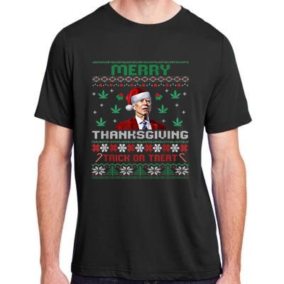 Merry Thanksgiving Funny Joe Biden Christmas Ugly Sweater Adult ChromaSoft Performance T-Shirt