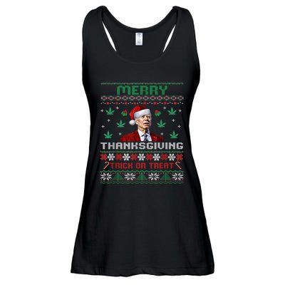 Merry Thanksgiving Funny Joe Biden Christmas Ugly Sweater Ladies Essential Flowy Tank