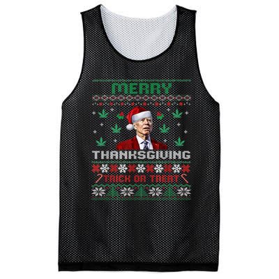 Merry Thanksgiving Funny Joe Biden Christmas Ugly Sweater Mesh Reversible Basketball Jersey Tank