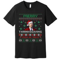 Merry Thanksgiving Funny Joe Biden Christmas Ugly Sweater Premium T-Shirt