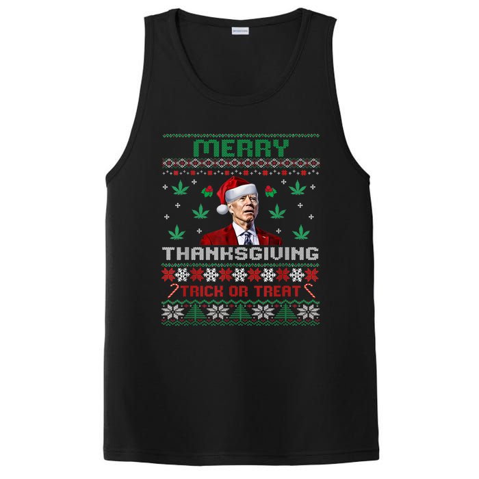 Merry Thanksgiving Funny Joe Biden Christmas Ugly Sweater PosiCharge Competitor Tank