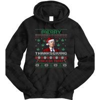 Merry Thanksgiving Funny Joe Biden Christmas Ugly Sweater Tie Dye Hoodie