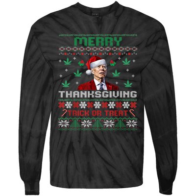 Merry Thanksgiving Funny Joe Biden Christmas Ugly Sweater Tie-Dye Long Sleeve Shirt