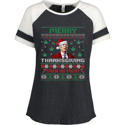 Merry Thanksgiving Funny Joe Biden Christmas Ugly Sweater Enza Ladies Jersey Colorblock Tee