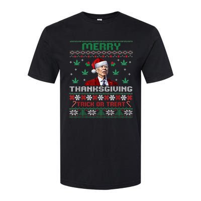 Merry Thanksgiving Funny Joe Biden Christmas Ugly Sweater Softstyle CVC T-Shirt