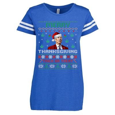 Merry Thanksgiving Funny Joe Biden Christmas Ugly Sweater Enza Ladies Jersey Football T-Shirt