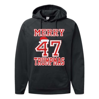 Merry Trumpmas Funny Santa Trump 47th President Christmas Performance Fleece Hoodie