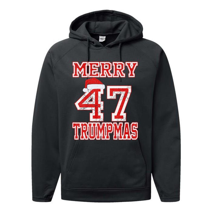 Merry Trumpmas Funny Santa Trump 47th President Christmas Performance Fleece Hoodie