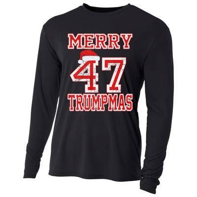 Merry Trumpmas Funny Santa Trump 47th President Christmas Cooling Performance Long Sleeve Crew