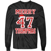 Merry Trumpmas Funny Santa Trump 47th President Christmas Tie-Dye Long Sleeve Shirt