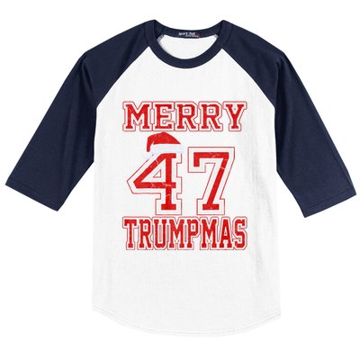 Merry Trumpmas Funny Santa Trump 47th President Christmas Baseball Sleeve Shirt