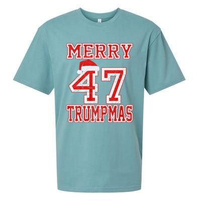 Merry Trumpmas Funny Santa Trump 47th President Christmas Sueded Cloud Jersey T-Shirt