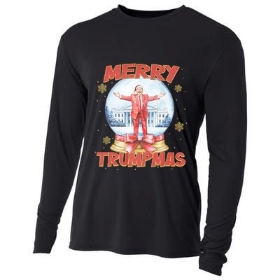 Merry Trumpmas Funny Santa Claus Trump President Christmas Cooling Performance Long Sleeve Crew