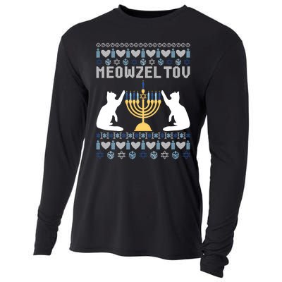 Meowzel Tov Funny Chanukah Cooling Performance Long Sleeve Crew