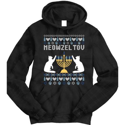 Meowzel Tov Funny Chanukah Tie Dye Hoodie