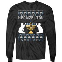 Meowzel Tov Funny Chanukah Tie-Dye Long Sleeve Shirt