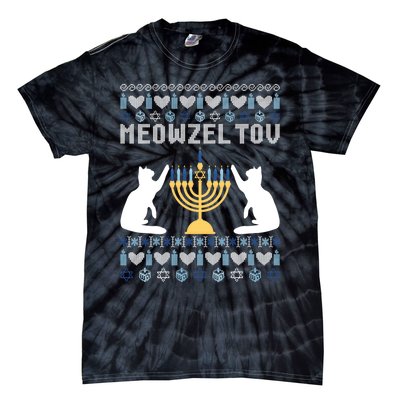 Meowzel Tov Funny Chanukah Tie-Dye T-Shirt