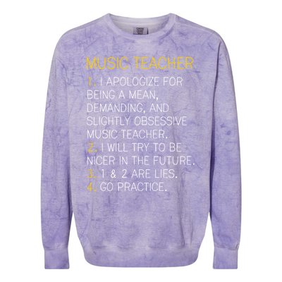 Music Teacher Funny Gift Funny Gift Go Practice Gift Colorblast Crewneck Sweatshirt