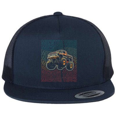 Monster Truck Fors Monster Truck Vintage Retro Flat Bill Trucker Hat