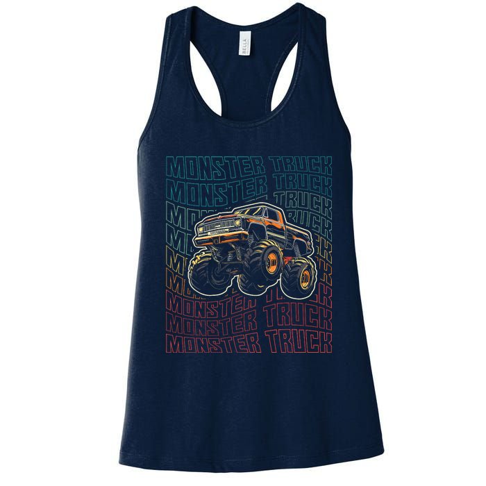 Monster Truck Fors Monster Truck Vintage Retro Women's Racerback Tank