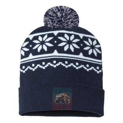 Monster Truck Fors Monster Truck Vintage Retro USA-Made Snowflake Beanie