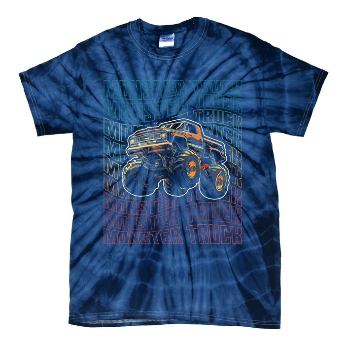 Monster Truck Fors Monster Truck Vintage Retro Tie-Dye T-Shirt