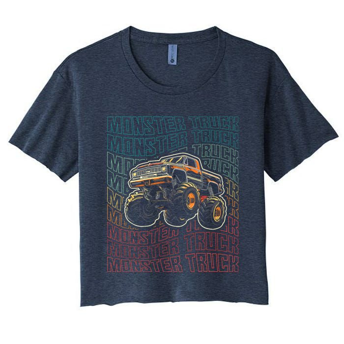 Monster Truck Fors Monster Truck Vintage Retro Women's Crop Top Tee