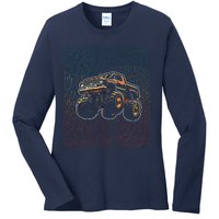 Monster Truck Fors Monster Truck Vintage Retro Ladies Long Sleeve Shirt