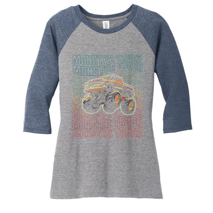 Monster Truck Fors Monster Truck Vintage Retro Women's Tri-Blend 3/4-Sleeve Raglan Shirt