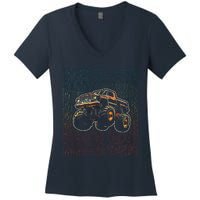 Monster Truck Fors Monster Truck Vintage Retro Women's V-Neck T-Shirt