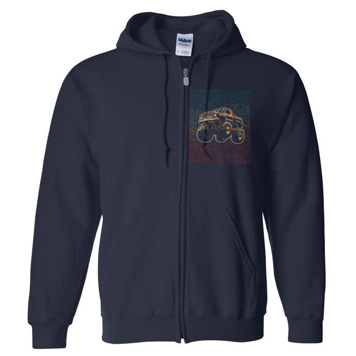 Monster Truck Fors Monster Truck Vintage Retro Full Zip Hoodie