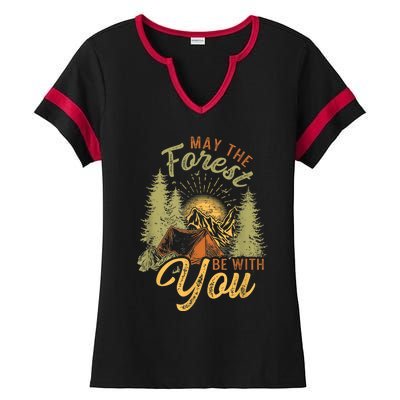 May The Forest Be With You Camping Ladies Halftime Notch Neck Tee