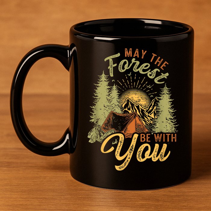 May The Forest Be With You Camping 11oz C Handle Ceramic Mug