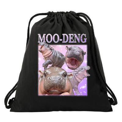 Moodeng The Famous Baby Pigmy Hippo Moodeng Drawstring Bag