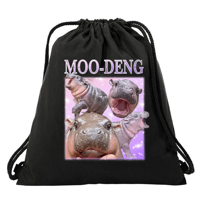 Moodeng The Famous Baby Pigmy Hippo Moodeng Drawstring Bag