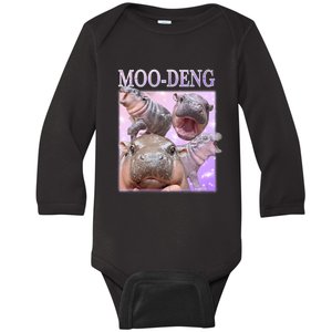 Moodeng The Famous Baby Pigmy Hippo Moodeng Baby Long Sleeve Bodysuit