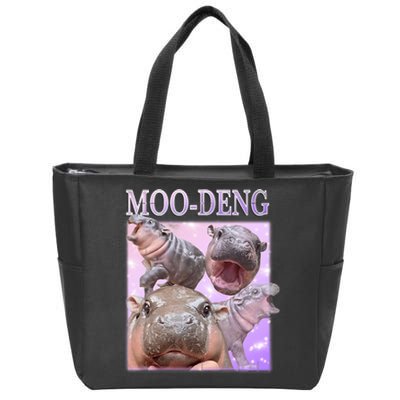 Moodeng The Famous Baby Pigmy Hippo Moodeng Zip Tote Bag