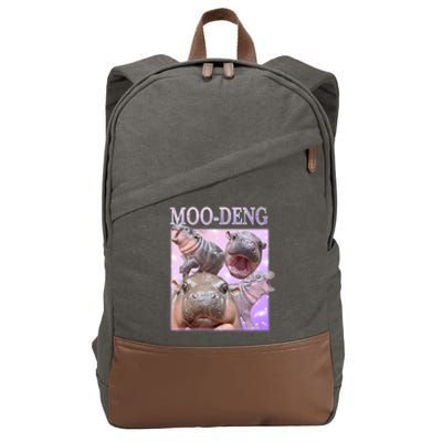 Moodeng The Famous Baby Pigmy Hippo Moodeng Cotton Canvas Backpack