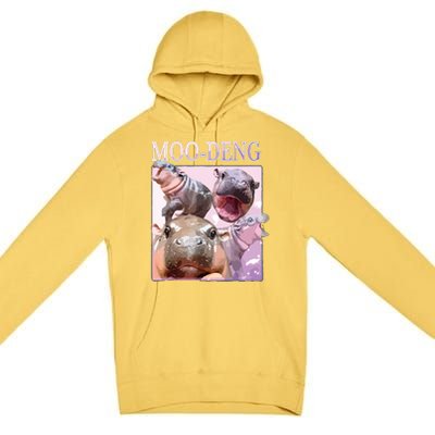 Moodeng The Famous Baby Pigmy Hippo Moodeng Premium Pullover Hoodie