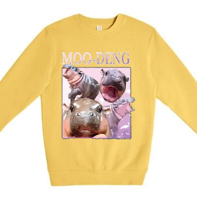 Moodeng The Famous Baby Pigmy Hippo Moodeng Premium Crewneck Sweatshirt