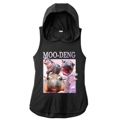 Moodeng The Famous Baby Pigmy Hippo Moodeng Ladies PosiCharge Tri-Blend Wicking Draft Hoodie Tank