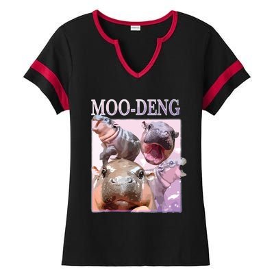 Moodeng The Famous Baby Pigmy Hippo Moodeng Ladies Halftime Notch Neck Tee