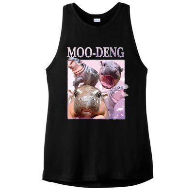 Moodeng The Famous Baby Pigmy Hippo Moodeng Ladies PosiCharge Tri-Blend Wicking Tank