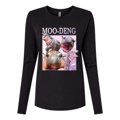 Moodeng The Famous Baby Pigmy Hippo Moodeng Womens Cotton Relaxed Long Sleeve T-Shirt