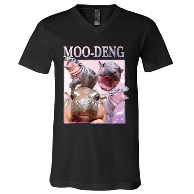 Moodeng The Famous Baby Pigmy Hippo Moodeng V-Neck T-Shirt