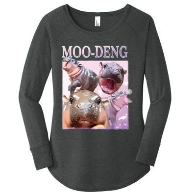 Moodeng The Famous Baby Pigmy Hippo Moodeng Women's Perfect Tri Tunic Long Sleeve Shirt