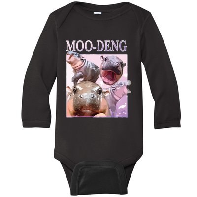 Moodeng The Famous Baby Pigmy Hippo Moodeng Baby Long Sleeve Bodysuit