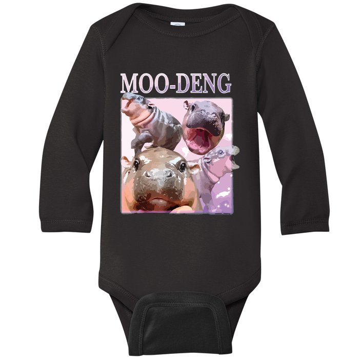 Moodeng The Famous Baby Pigmy Hippo Moodeng Baby Long Sleeve Bodysuit